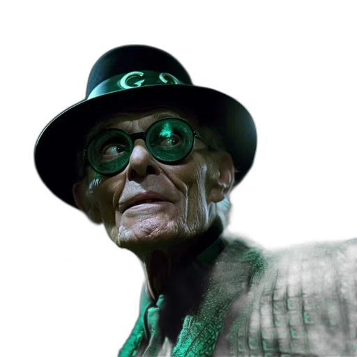 hat, face, green, elderly transparent PNG cut-out