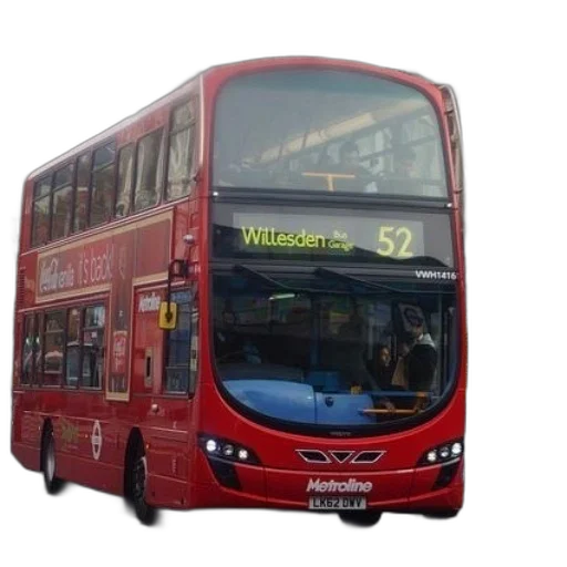photorealistic, 3d render, red, double-decker transparent PNG cut-out