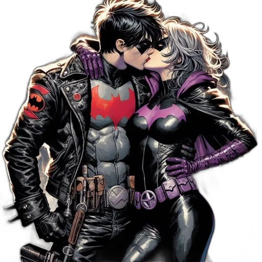 comic book art, concept art, dark, two transparent PNG cut-out
