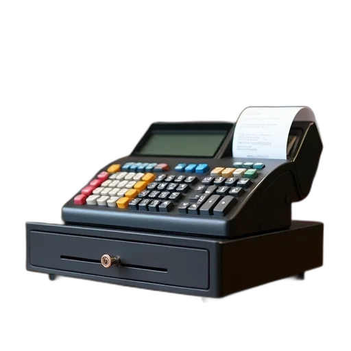 3d render, cash, register, calculator transparent PNG cut-out