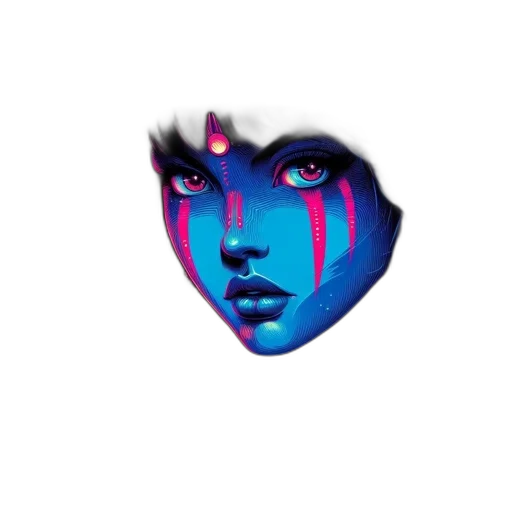 face, mask, creature, vaporwave transparent PNG cut-out