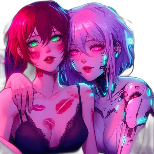 robot, cyberpunk, anime, vaporwave transparent PNG cut-out