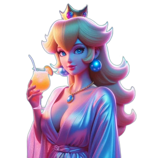 crown, dress, staff, vaporwave transparent PNG cut-out