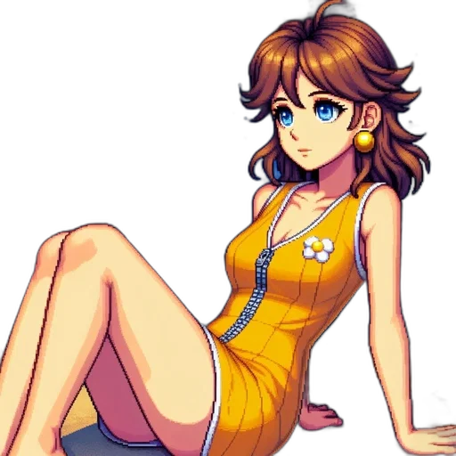 dress, staff, pixel art, anime transparent PNG cut-out