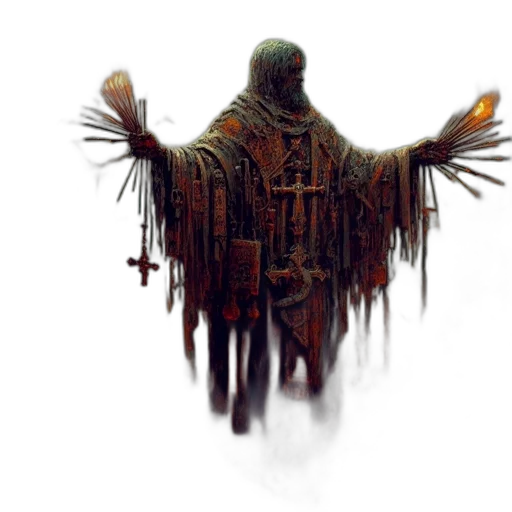 jacket, creature, robot, staff transparent PNG cut-out