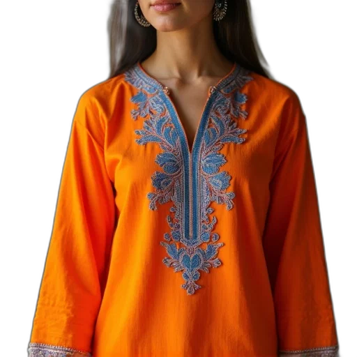 dress, jacket, orange, kurta transparent PNG cut-out
