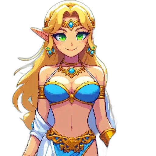 dress, crown, jewelry, staff transparent PNG cut-out