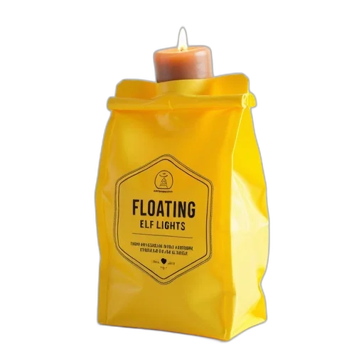 yellow, bag, label, reads transparent PNG cut-out