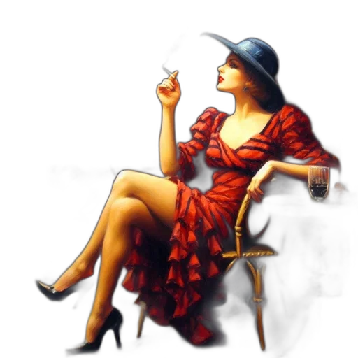 dress, hat, staff, furniture transparent PNG cut-out