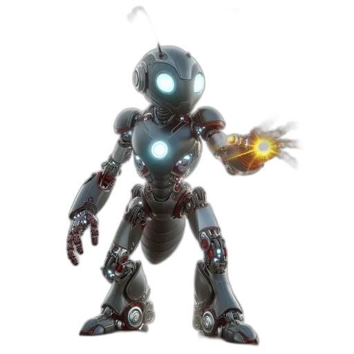 robot, weapon, concept art, 3d render transparent PNG cut-out