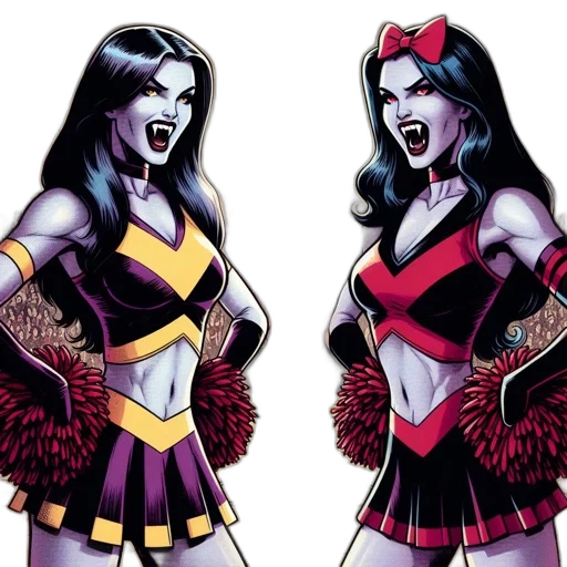 comic book art, concept art, two, vampire-like transparent PNG cut-out