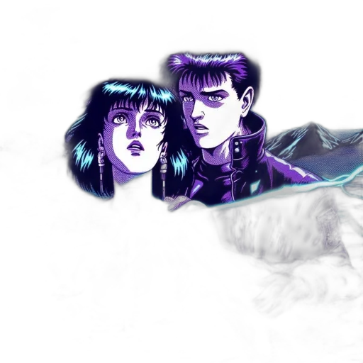 vaporwave, cyberpunk, concept art, fantasy art transparent PNG cut-out