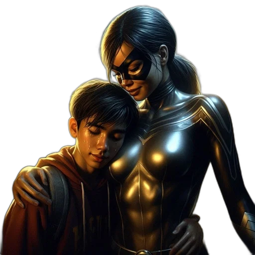 comic book art, concept art, golden, two transparent PNG cut-out