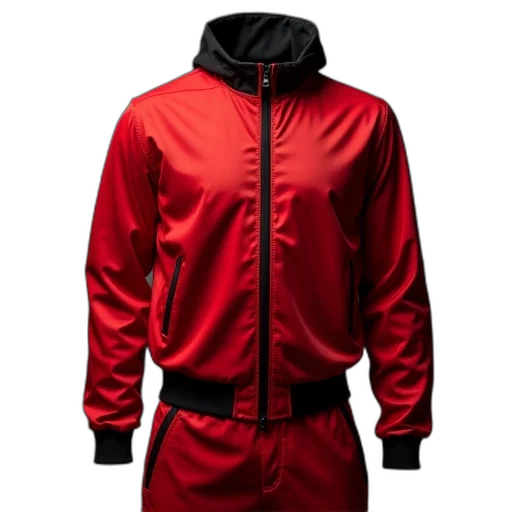 jacket, red, black, polyester transparent PNG cut-out