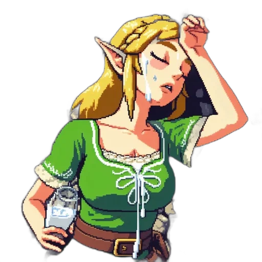 dress, bottle, staff, pixel art transparent PNG cut-out