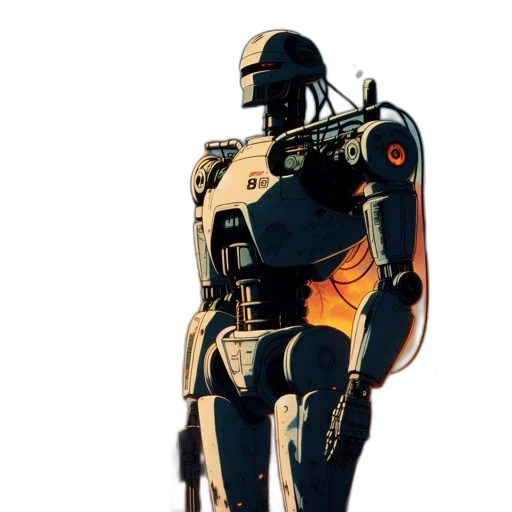 robot, concept art, cyberpunk, 3d render transparent PNG cut-out