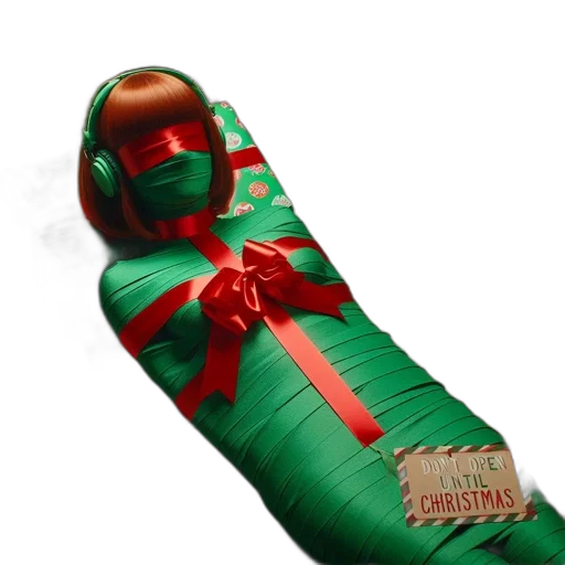 3d render, individual, wrapped, festive transparent PNG cut-out