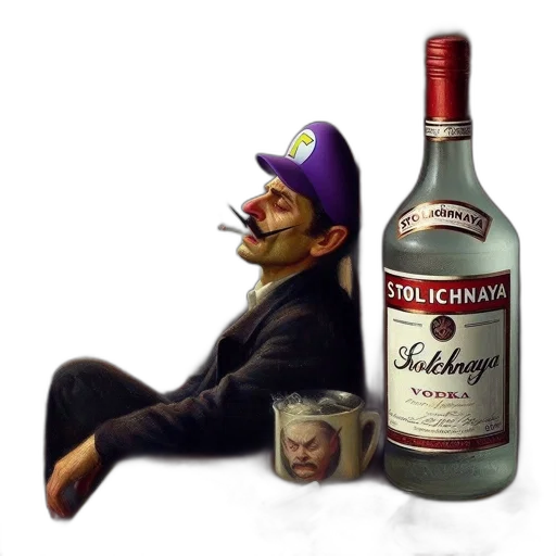 bottle, hat, mask, creature transparent PNG cut-out