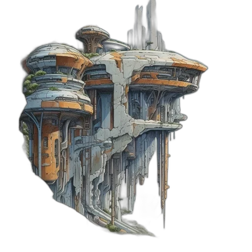 building, concept art, fantasy art, 3d render transparent PNG cut-out
