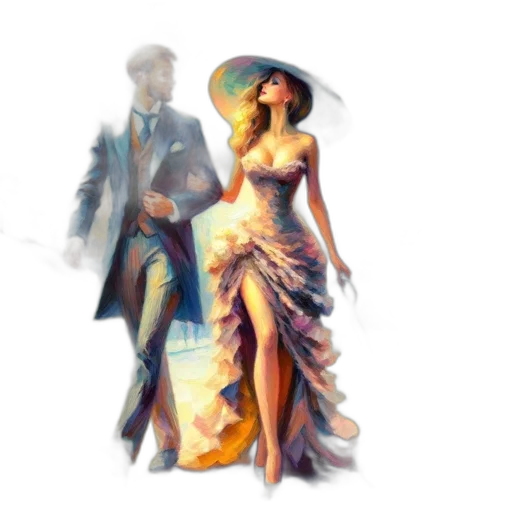dress, hat, umbrella, concept art transparent PNG cut-out