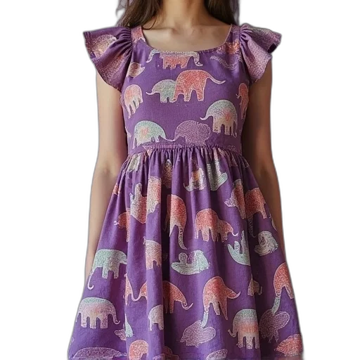 dress, purple, elephant, patterned transparent PNG cut-out