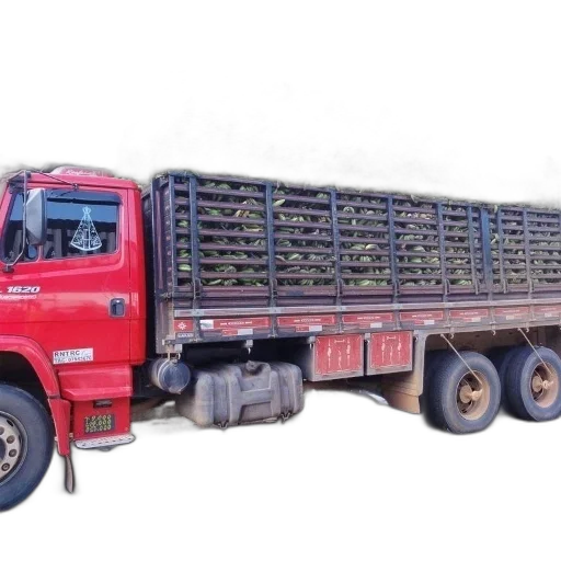 red, truck, loaded, bananas transparent PNG cut-out