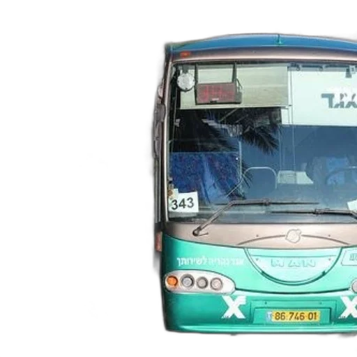 photorealistic, green, bus, number transparent PNG cut-out