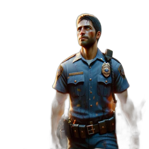weapon, jacket, face, staff transparent PNG cut-out