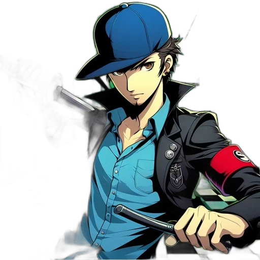 hat, jacket, staff, weapon transparent PNG cut-out