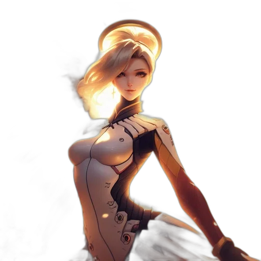 robot, dress, staff, weapon transparent PNG cut-out