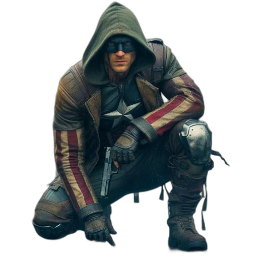 jacket, weapon, mask, staff transparent PNG cut-out