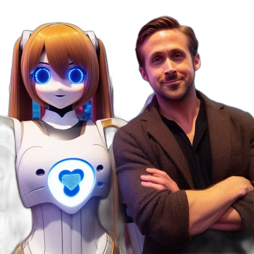 robot, concept art, 3d render, anime transparent PNG cut-out