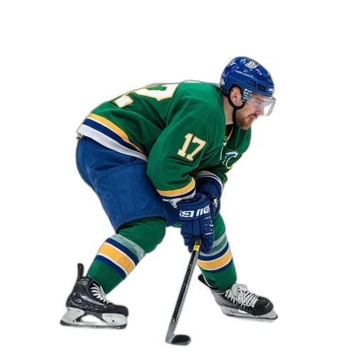 hockey, player, green, blue transparent PNG cut-out