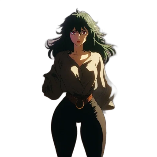 jacket, dress, staff, weapon transparent PNG cut-out