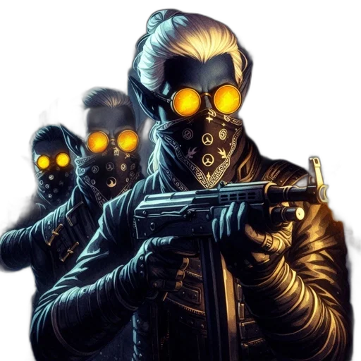 mask, jacket, cyberpunk, concept art transparent PNG cut-out