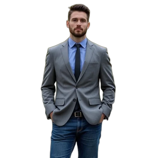 jacket, staff, face, 3d render transparent PNG cut-out
