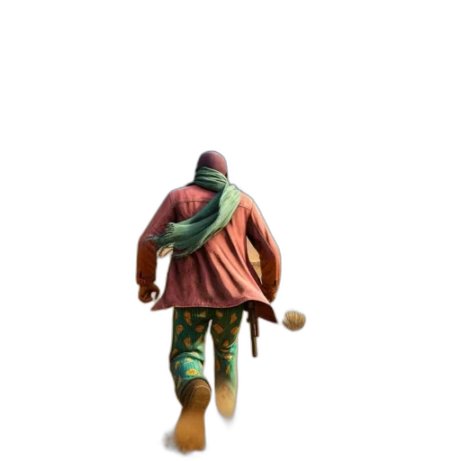 jacket, staff, weapon, hat transparent PNG cut-out