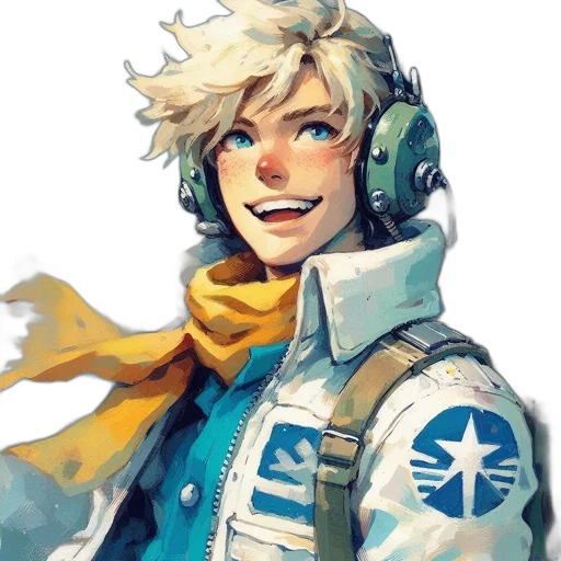 jacket, face, staff, weapon transparent PNG cut-out