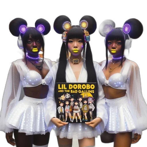 three, individuals, vibrant, outfits transparent PNG cut-out