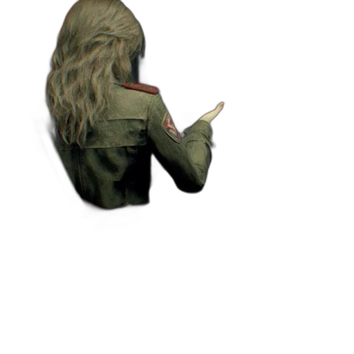 jacket, hair, staff, face transparent PNG cut-out