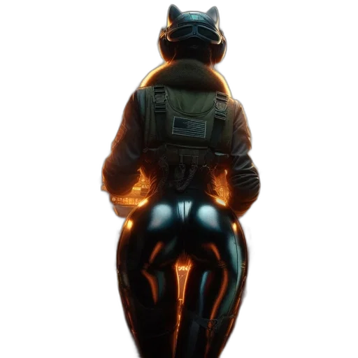 jacket, robot, staff, weapon transparent PNG cut-out