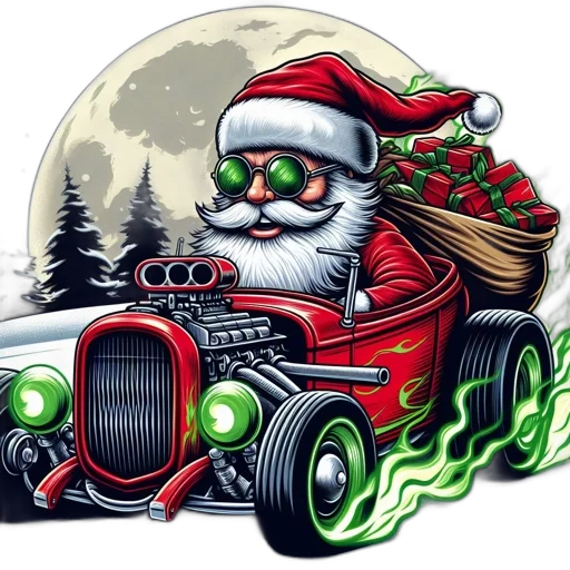car, santa, claus, rides transparent PNG cut-out