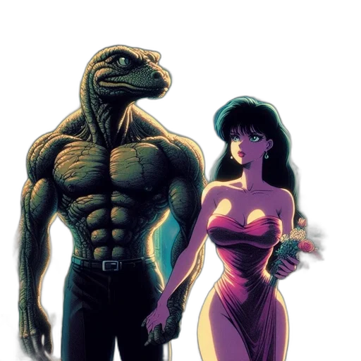 comic book art, concept art, vaporwave, fantasy art transparent PNG cut-out