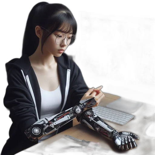 robot, cyberpunk, photorealistic, 3d render transparent PNG cut-out