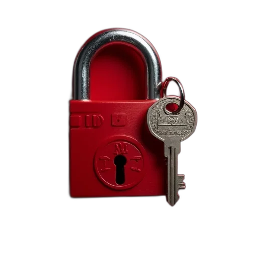red, master, lock, key transparent PNG cut-out