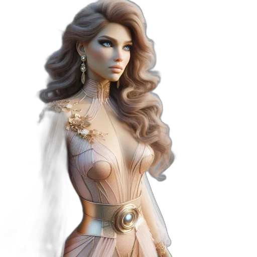 dress, jewelry, fantasy art, concept art transparent PNG cut-out