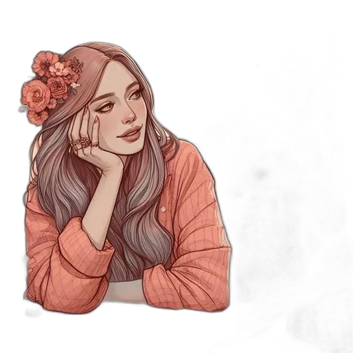 flower, face, watercolor, concept art transparent PNG cut-out