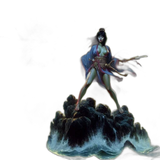 creature, staff, hair, weapon transparent PNG cut-out