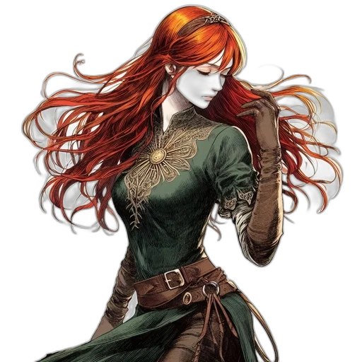 dress, staff, dragon, fantasy art transparent PNG cut-out