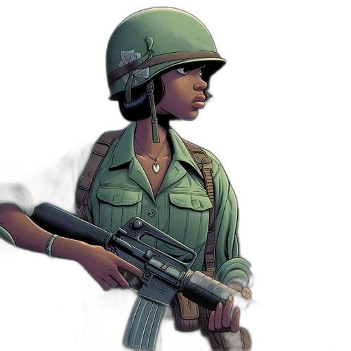 weapon, staff, jacket, face transparent PNG cut-out